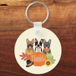 Dankbare Franse Bulldogs Thanksgiving Sleutelhanger