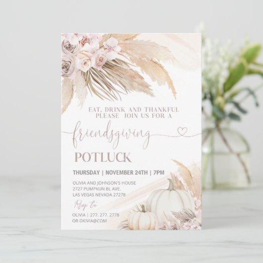 Dankbare Friendsgiving-dinerfeest in de herfst Kaart (Staand voorkant)