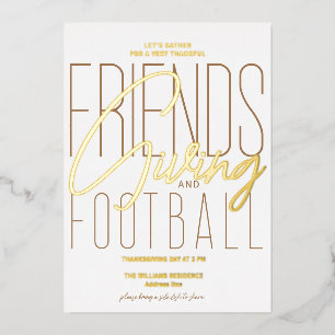 Dankbare Friendsgiving Voetbal Thanksgiving Feest Folie Uitnodiging