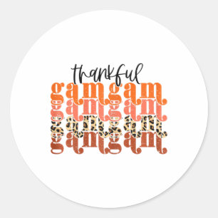 Dankbare Gamgam Thanksgiving Retro Leopard Herfst Ronde Sticker