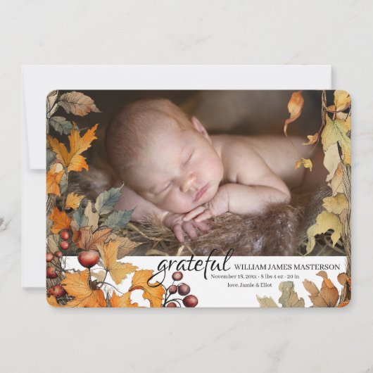 Dankbare geboorteaankondiging aankondiging (Voorkant)