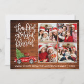 Dankbare Gelukkig Hout Truck 4 Foto Feestdagenkaart (Voorkant)