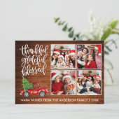 Dankbare Gelukkig Hout Truck 4 Foto Feestdagenkaart (Staand voorkant)