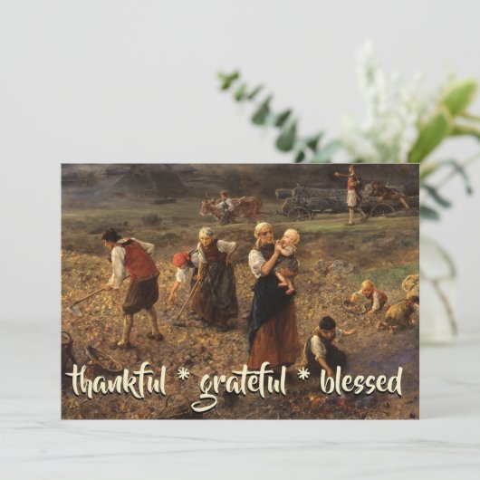 Dankbare gezegende aardappeloogst L. Knaus Feestdagenkaart (Staand voorkant)