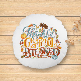 Dankbare, gezegende Autumn Script Herfst Rond Kussen