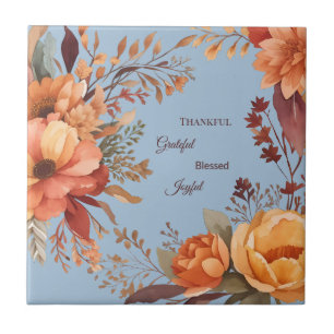 Dankbare Gezegende Bloemrijke Thanksgiving Tegeltje
