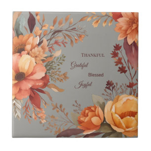 Dankbare Gezegende Bloemrijke Thanksgiving Tegeltje