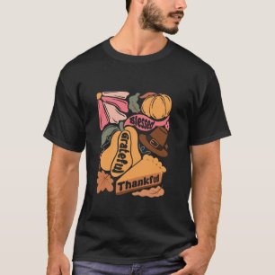 Dankbare gezegende Boho pompoen Bloemen dan T-shirt