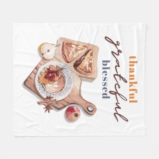 Dankbare, gezegende Boho Thanksgiving Fleece Deken (Voorkant (Horizontaal))