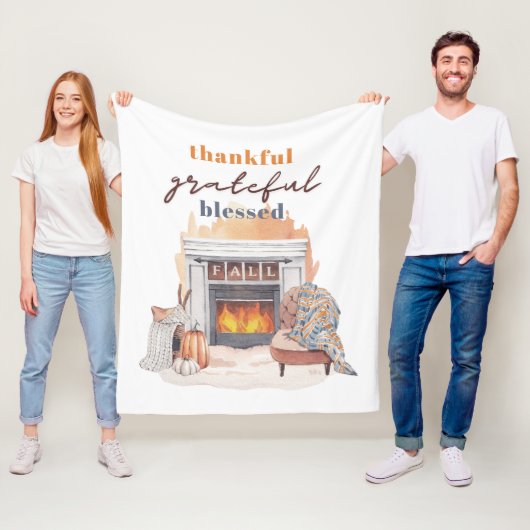 Dankbare, gezegende Boho Thanksgiving Fleece Deken (In situ)