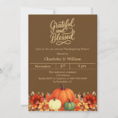 Dankbare gezegende bruine pompoen Thanksgiving Kaart (Voorkant)