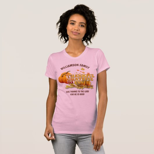 DANKBARE GEZEGENDE CHRISTELIJKE THANKSGIVING T-SHIRT (Voorkant volledig)