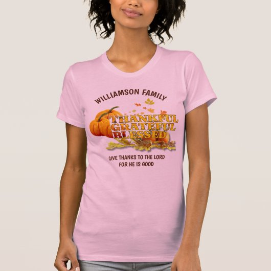 DANKBARE GEZEGENDE CHRISTELIJKE THANKSGIVING T-SHIRT (Voorkant)
