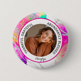 Dankbare Gezegende Citaat foto Regenboog Ronde Button 5,7 Cm