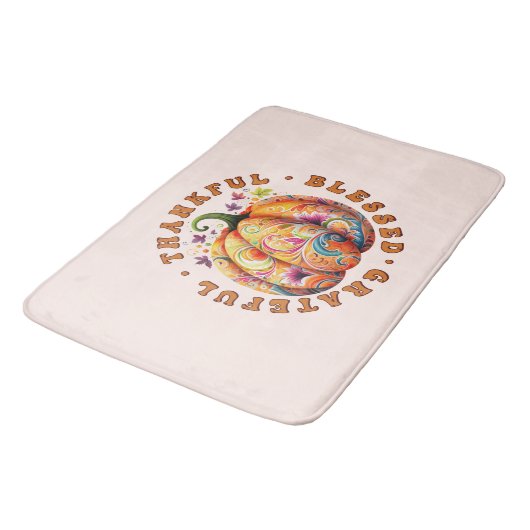 Dankbare, gezegende, dankbare bloemenpompoen badmat (Gekanteld)