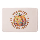 Dankbare, gezegende, dankbare bloemenpompoen badmat (Voorkant)