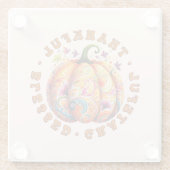 Dankbare, gezegende, dankbare bloemenpompoen glazen onderzetter (Achterkant)