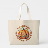 Dankbare, gezegende, dankbare bloemenpompoen grote tote bag (Achterkant)