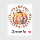 Dankbare, gezegende, dankbare bloemenpompoen sticker (Vel)