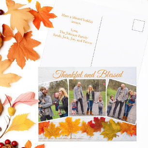 Dankbare Gezegende Familie Fotocollage Thanksgivin Briefkaart