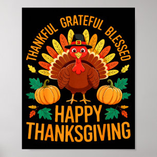 Dankbare Gezegende Gelukkige Thanksgiving T-shirt Poster