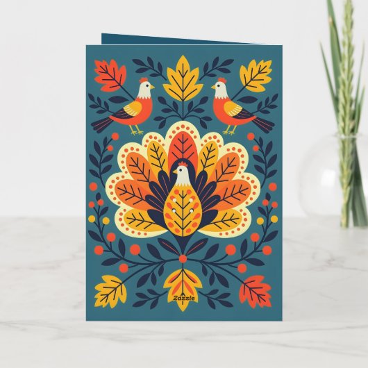 Dankbare Gezegende Herfst Bladertijd en Kalkoenen Kaart (Achterkant)