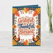 Dankbare Gezegende Herfst Bladertijd en Kalkoenen Kaart (Voorkant)