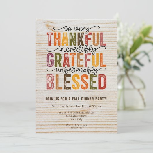 Dankbare Gezegende Herfst Dinner Party Kaart (Staand voorkant)