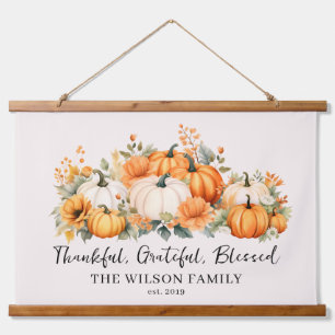 Dankbare Gezegende Herfst Pompoen Familienaam Hangend Wandkleed