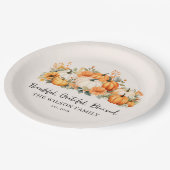 Dankbare Gezegende Herfst Pompoen Familienaam Papieren Bordje (Gekanteld)