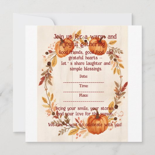 Dankbare Gezegende Herfst Save The Date (Achterkant)