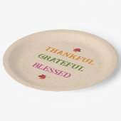 Dankbare, gezegende herfstbladeren papieren bordje (Gekanteld)