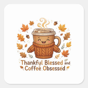 Dankbare Gezegende Koffie Vierkante Sticker