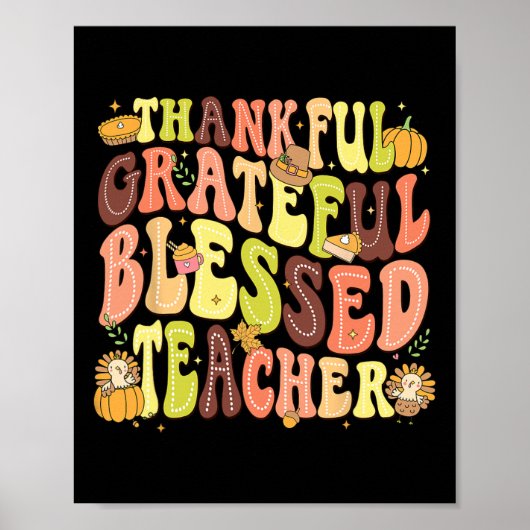 Dankbare, gezegende Leraar Thanksgiving Dag Poster (Voorkant)