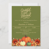 Dankbare gezegende mos groene pompoen Thanksgiving Kaart (Voorkant)