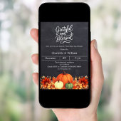 Dankbare gezegende pompoen krijtbord Thanksgiving Kaart