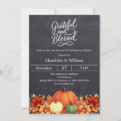 Dankbare gezegende pompoen krijtbord Thanksgiving Kaart (Voorkant)