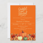 Dankbare gezegende pompoen oranje Thanksgiving Kaart (Voorkant)