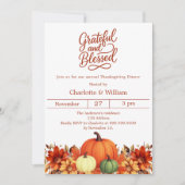 Dankbare gezegende pompoen Thanksgiving Diner Kaart (Voorkant)