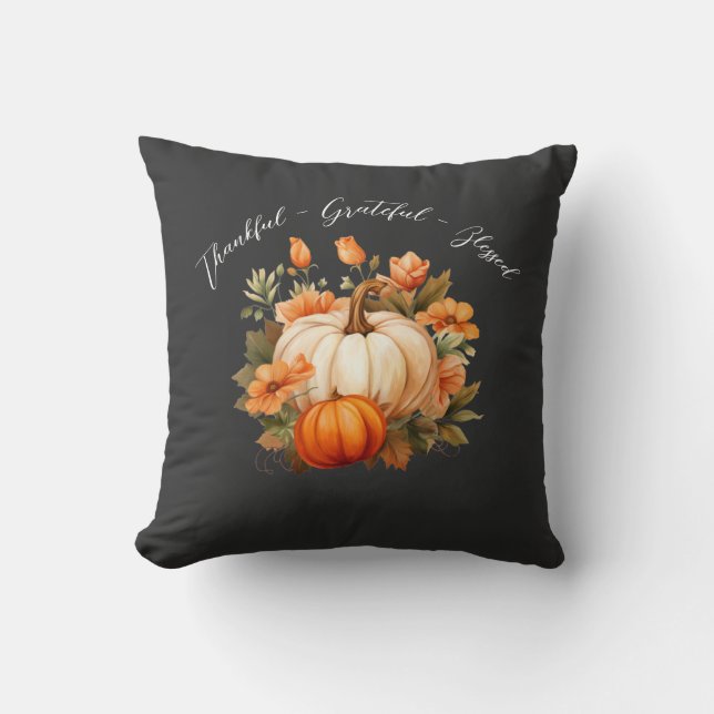 Dankbare Gezegende Pompoen Thanksgiving Kussen (Voorkant)