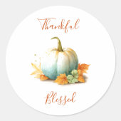 Dankbare & Gezegende Pompoen Thanksgiving Sticker (Voorkant)