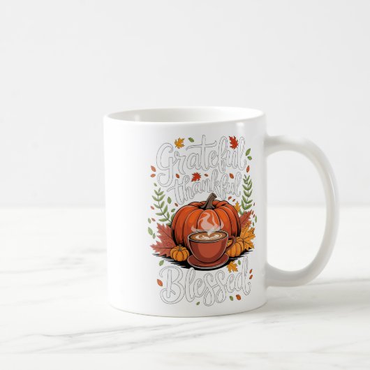 Dankbare gezegende pompoenkoffie Herfst dan Koffiemok (Rechts)