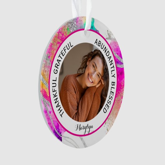 Dankbare Gezegende Quote foto Rainbow Ornament (voorkant)