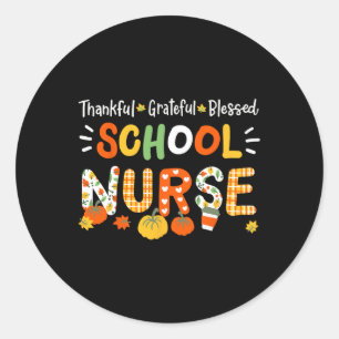 Dankbare Gezegende School Verpleegster Thanksgivin Ronde Sticker
