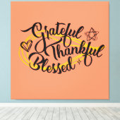 Dankbare, gezegende Thanksgiving gaven Canvas Afdruk (Insitu (Houten vloer))