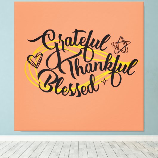 Dankbare, gezegende Thanksgiving gaven Canvas Afdruk (Insitu (Houten vloer))