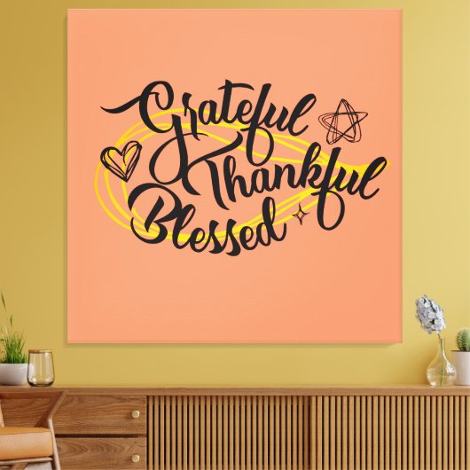 Dankbare, gezegende Thanksgiving gaven Canvas Afdruk (Insitu (Woonkamer))