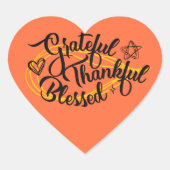 Dankbare, gezegende Thanksgiving gaven Hart Sticker (Voorkant)
