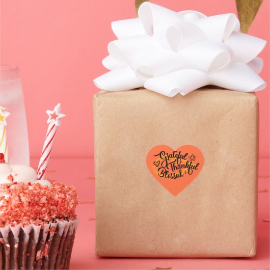 Dankbare, gezegende Thanksgiving gaven Hart Sticker (Feest)