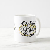 Dankbare, gezegende Thanksgiving gaven Koffiemok (Voorkant rechts)